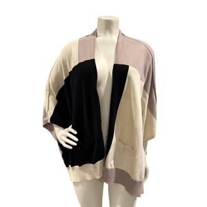 Marla Wynne Layers Womens XS Neutral Colorblock Lagenlook Oversized Open Wrap